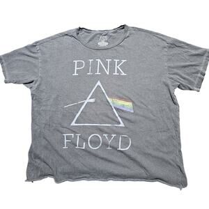 Pink Floyd Shirt Women's Small Gray Dark Side Of The Moon Short Sleeve Cropped